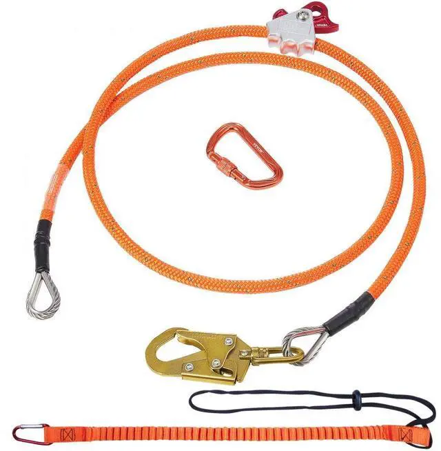 Main image of VEVOR 16mm Steel Core Flipline, 8ft(2.4m) Arborist Flipline, Flip Line for Tree Climbing with Alloy Steel Snap Hook & Aluminum Alloy Carabiner, 30KN Breaking Tension for Fall Protection, Tree Climber