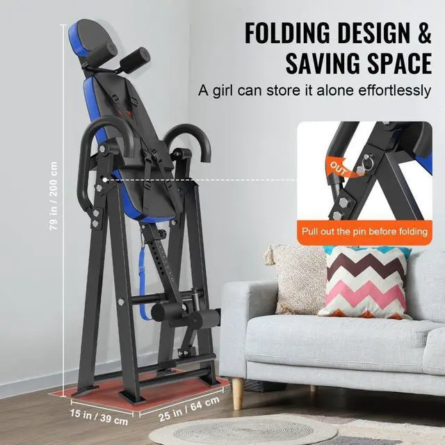 Alt view image 4 of 7 - VEVOR Inversion Table Foldable Strength Training Equipment Hang Exercise Bench