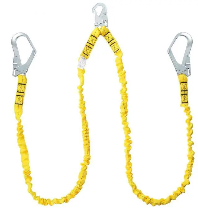 Main image of VEVOR 38mm Safety Lanyard, 6ft(1.83m) Fall Protection Lanyard with 2 Alloy Steel Snap Hooks, Retractable Safety Belt for Outdoor/Indoor Tree Climbing, 30KN Breaking Tension Lanyard, Yellow