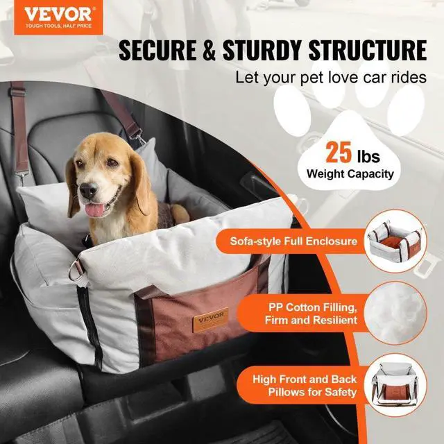 Alt view image 2 of 7 - VEVOR Dog Booster Car Seat Pet Car Seat for Small Dog up to 25lbs Gray