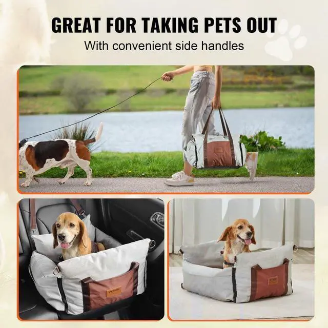 Alt view image 6 of 7 - VEVOR Dog Booster Car Seat Pet Car Seat for Small Dog up to 25lbs Gray