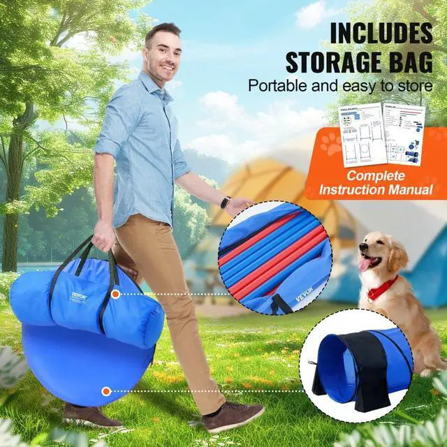 Alt view image 5 of 7 - VEVOR Dog Agility Training Equipment 7 PCS Set w/ Hurdles 2 Tunnels Jump Ring