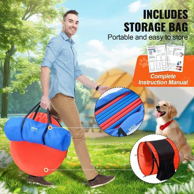Alt view image 5 of 7 - VEVOR Dog Agility Training Equipment 7 PCS Set Upgrade w/ Hurdles 2 Tunnels Ring