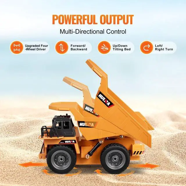Alt view image 3 of 7 - VEVOR Christmas Gif! RC Remote Control Dump Truck Toy Construction Vehicle Toy 9CH 1:18 Scale
