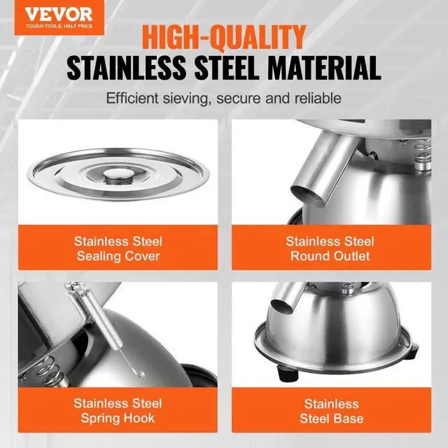 Alt view image 2 of 14 - Automatic Electric Vibrating Sieve, Stainless Steel Sifter Shaker Machine with 40+60 Mesh, 45W Automatic Powder Sifter Machine Countertop, Electric Sieve Shaker for Flour Powers, Mungbean, Rice