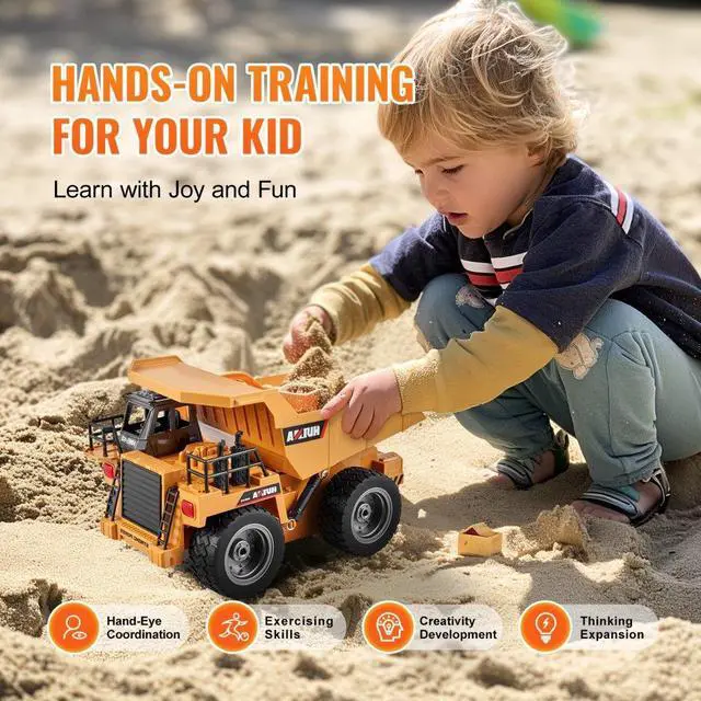 Alt view image 6 of 7 - VEVOR Christmas Gif! RC Remote Control Dump Truck Toy Construction Vehicle Toy 9CH 1:18 Scale