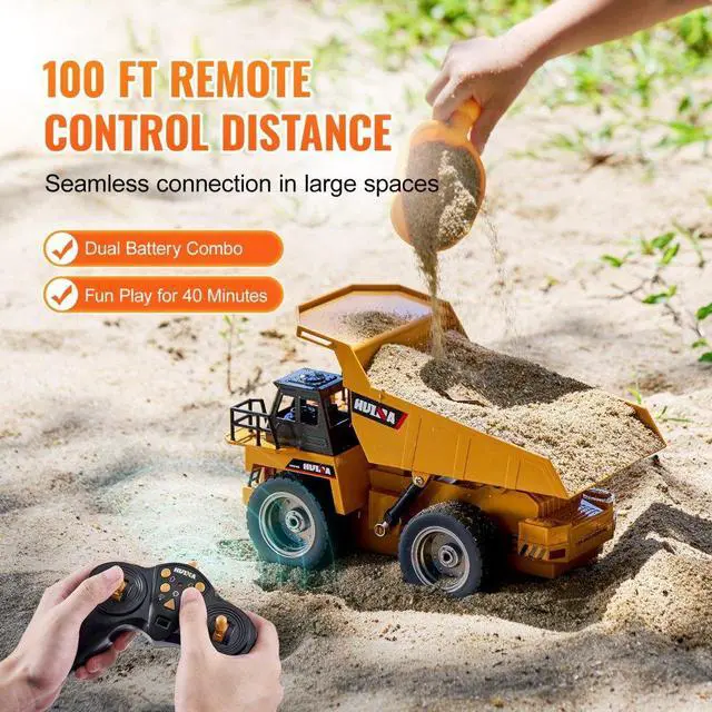 Alt view image 5 of 7 - VEVOR Christmas Gif! RC Remote Control Dump Truck Toy Construction Vehicle Toy 9CH 1:18 Scale