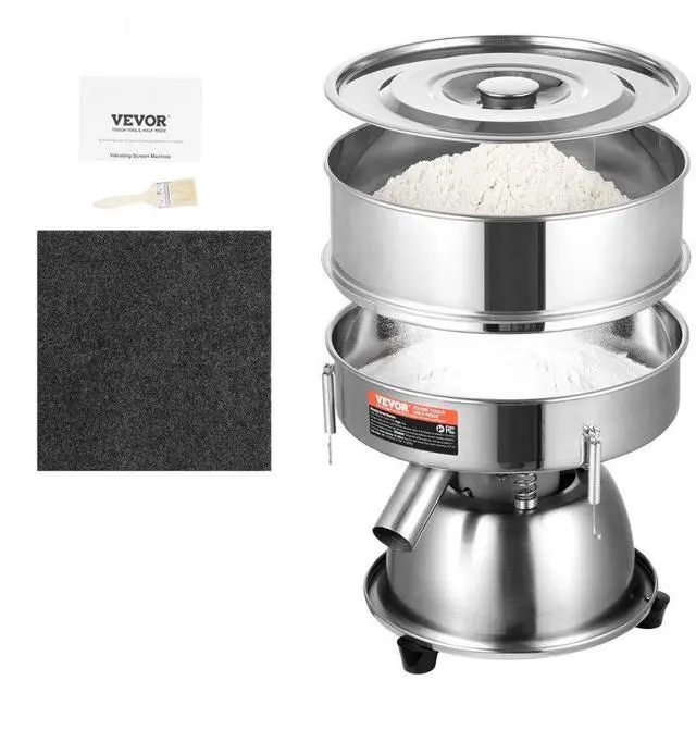 Main image of Automatic Electric Vibrating Sieve, Stainless Steel Sifter Shaker Machine with 40+60 Mesh, 45W Automatic Powder Sifter Machine Countertop, Electric Sieve Shaker for Flour Powers, Mungbean, Rice