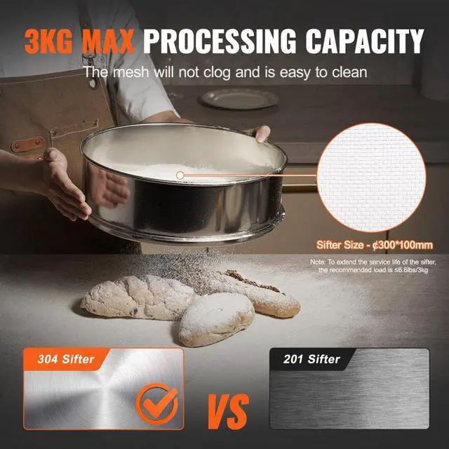 Alt view image 6 of 14 - Automatic Electric Vibrating Sieve, Stainless Steel Sifter Shaker Machine with 40+60 Mesh, 45W Automatic Powder Sifter Machine Countertop, Electric Sieve Shaker for Flour Powers, Mungbean, Rice