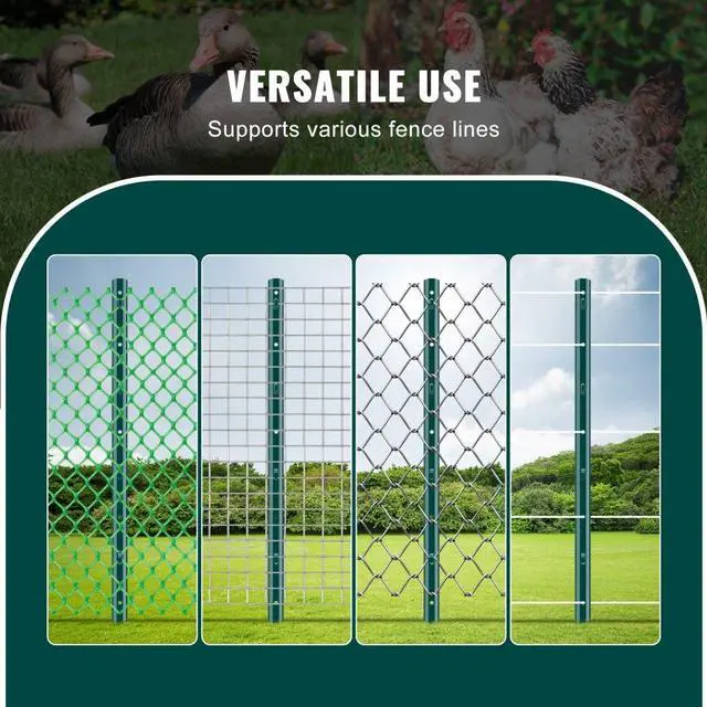 Alt view image 6 of 7 - VEVOR 3 Feet Fence Post 10 Pack T-Post Heavy Duty Metal Fence Posts Green