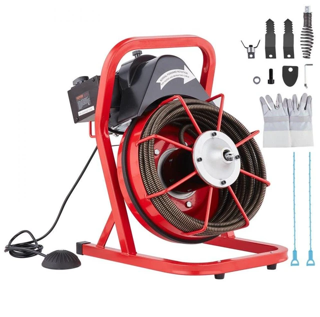 Main image of VEVOR Drain Cleaner Machine Drain Auger 50FT x 1/2 Inch Manual Feed & 4 Cutters
