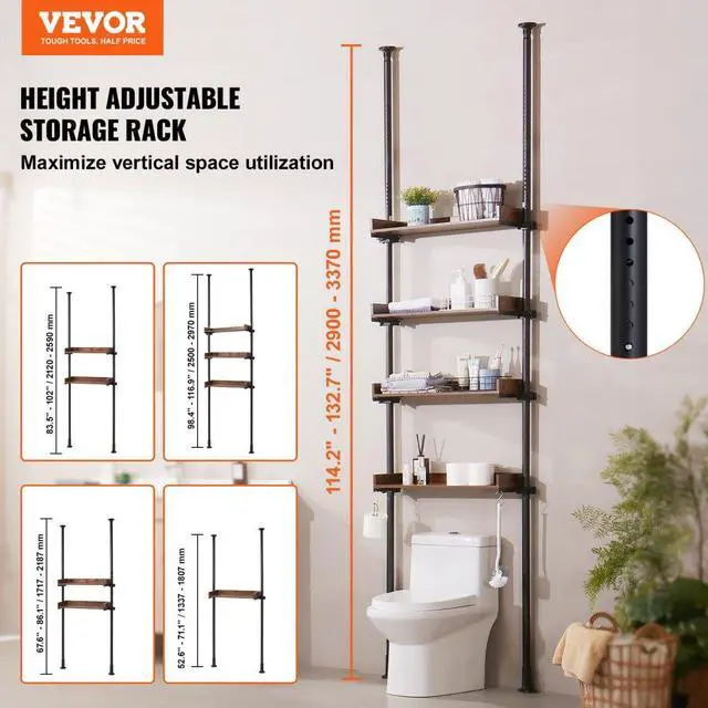 Alt view image 2 of 7 - VEVOR Over the Toilet Storage 4-Tier Bathroom Shelf Rack Space Saver Organizer
