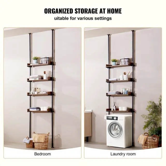 Alt view image 6 of 7 - VEVOR Over the Toilet Storage 4-Tier Bathroom Shelf Rack Space Saver Organizer