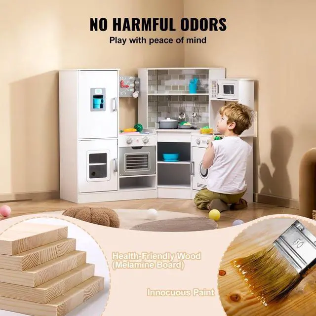 Alt view image 4 of 7 - VEVOR Christmas Gift!  Kitchen Playset Kids Pretend Cooking Play Toy 24 Piece Accessories White