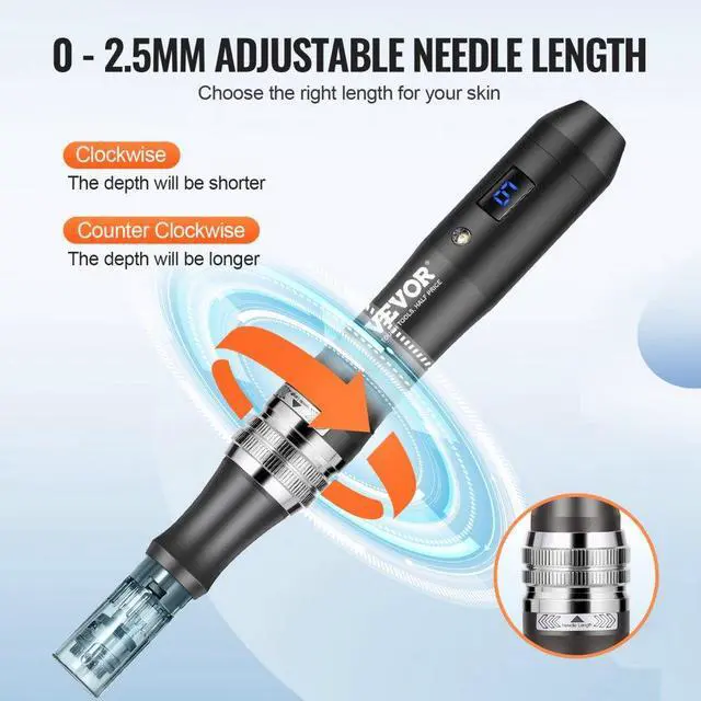 Alt view image 4 of 7 - VEVOR Professional Microneedling Pen 6-Speed Electric Beauty Pen with 6 Needles