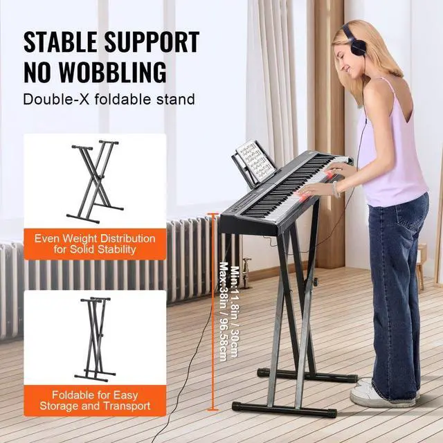 Alt view image 6 of 7 - VEVOR 88 Key Digital Piano Keyboard Semi Weighted Electric Portable with Stand