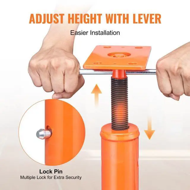 Alt view image 5 of 7 - VEVOR Adjustable Floor Jack Post House Floor Leveling Lift 53"-93" Height Range