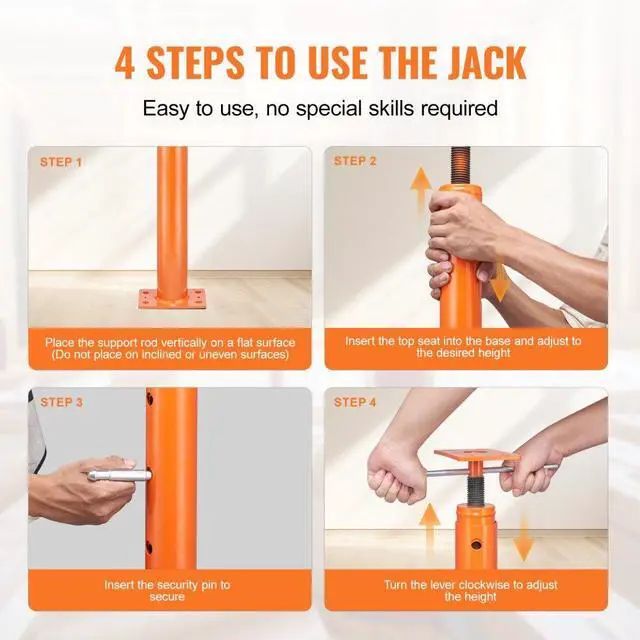 Alt view image 6 of 7 - VEVOR Adjustable Floor Jack Post House Floor Leveling Lift 53"-93" Height Range