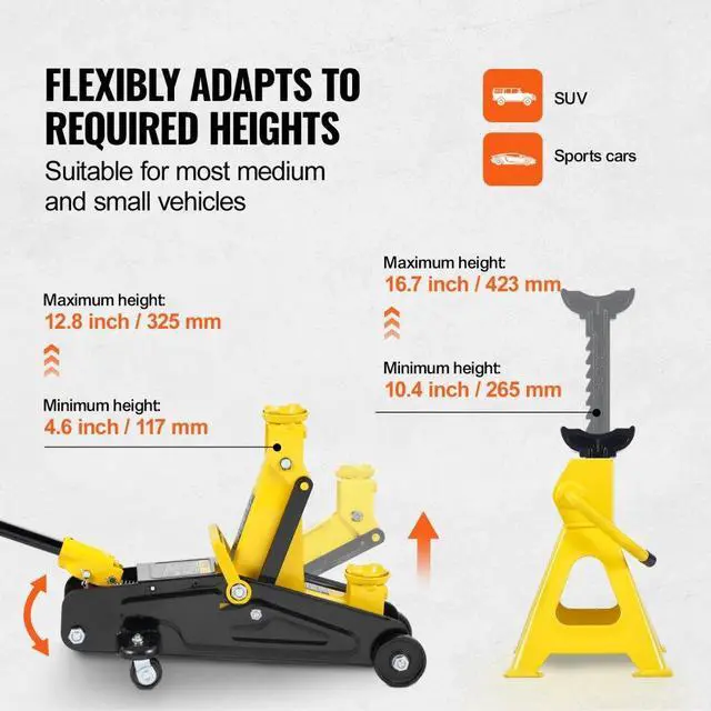 Alt view image 3 of 7 - VEVOR Low Profile Floor Jack 2 Ton Heavy Duty Single Piston Hydraulic Pump