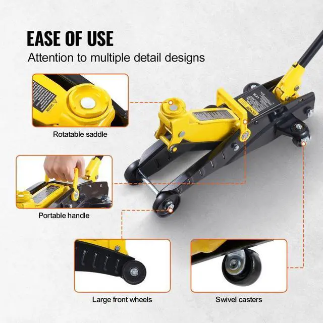 Alt view image 6 of 7 - VEVOR Low Profile Floor Jack 2 Ton Heavy Duty Single Piston Hydraulic Pump