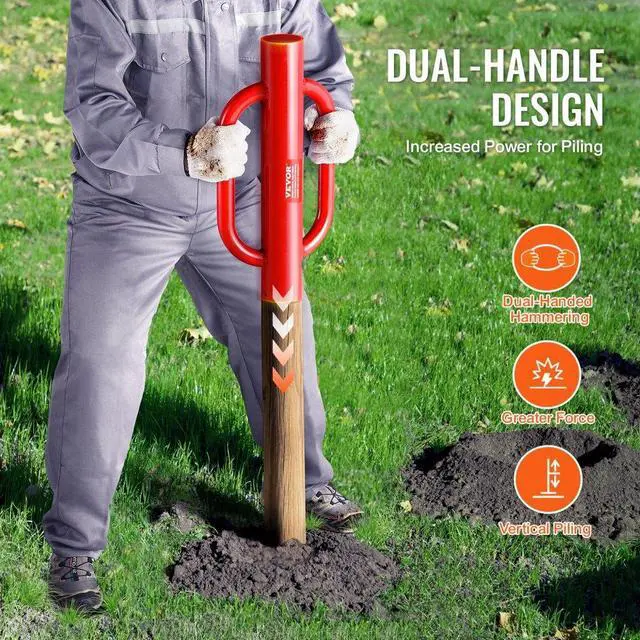Alt view image 3 of 7 - VEVOR Fence Post Driver with Handles 4.11 in Inner Diameter T Post Pole Pounder