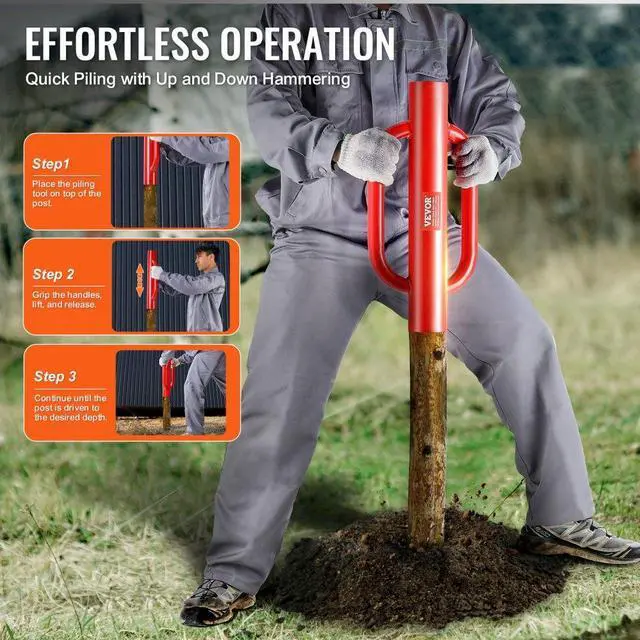 Alt view image 4 of 7 - VEVOR Fence Post Driver with Handles 4.11 in Inner Diameter T Post Pole Pounder