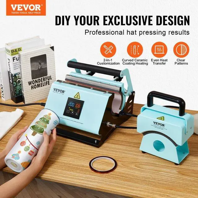 Alt view image 2 of 7 - VEVOR 2 in 1 Tumbler and Hat Heat Press Machine Heat Machine for Caps Hats Mugs