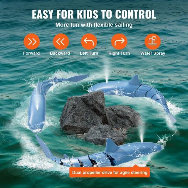 Alt view image 3 of 7 - VEVOR Christmas gifts! Remote Control Shark Toy 2.4 GHz High Speed RC Boat for Kids Adults Gift