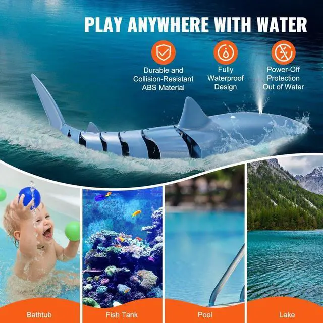 Alt view image 4 of 7 - VEVOR Christmas gifts! Remote Control Shark Toy 2.4 GHz High Speed RC Boat for Kids Adults Gift