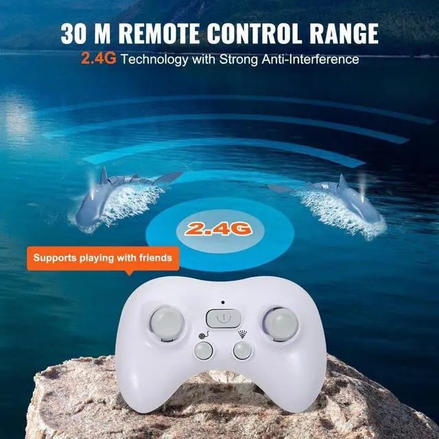 Alt view image 5 of 7 - VEVOR Christmas gifts! Remote Control Shark Toy 2.4 GHz High Speed RC Boat for Kids Adults Gift