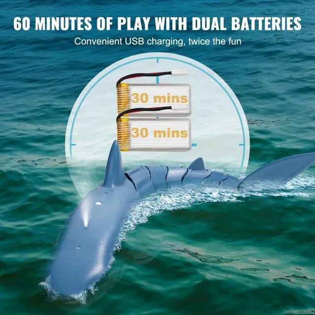 Alt view image 6 of 7 - VEVOR Christmas gifts! Remote Control Shark Toy 2.4 GHz High Speed RC Boat for Kids Adults Gift