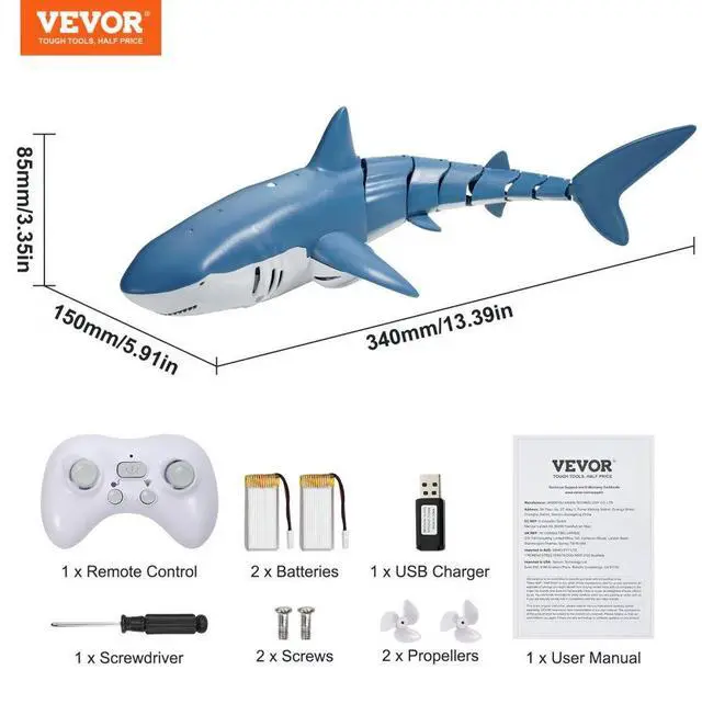 Alt view image 7 of 7 - VEVOR Christmas gifts! Remote Control Shark Toy 2.4 GHz High Speed RC Boat for Kids Adults Gift