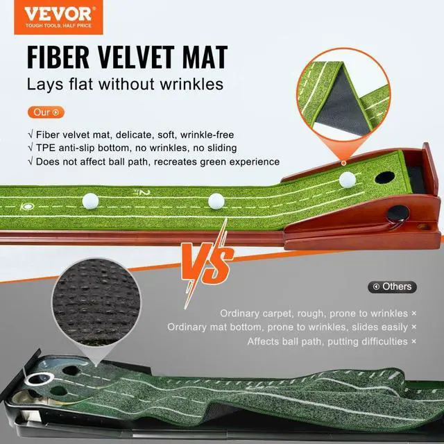 Alt view image 2 of 7 - VEVOR Golf Putting Mat Indoor Golf Putting Green Golf Training Practice Aid