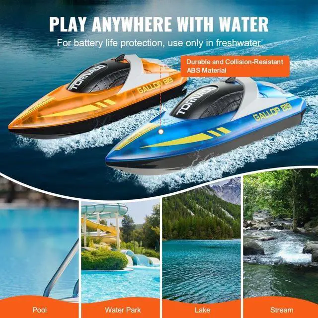 Alt view image 4 of 7 - VEVOR Christmas gifts! 2 PCS RC Boat 2.4 GHz Remote Control Racing Boat 12 km/h Kids Adults Gift