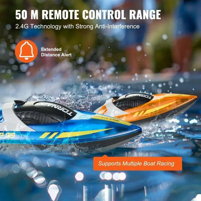 Alt view image 5 of 7 - VEVOR Christmas gifts! 2 PCS RC Boat 2.4 GHz Remote Control Racing Boat 12 km/h Kids Adults Gift