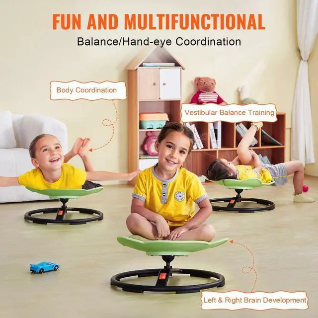 Alt view image 3 of 7 - VEVOR Elephant Kids Swivel Chair, 220 LBS Capacity, 360° Spinning Chair, Autistic Kids Sensory Toy Chair with Non-Slip Metal Base, Toddler Sit and Spin Chair for Coordination Balance Focus Green