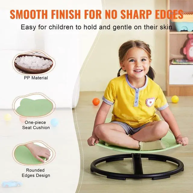 Alt view image 5 of 7 - VEVOR Elephant Kids Swivel Chair, 220 LBS Capacity, 360° Spinning Chair, Autistic Kids Sensory Toy Chair with Non-Slip Metal Base, Toddler Sit and Spin Chair for Coordination Balance Focus Green