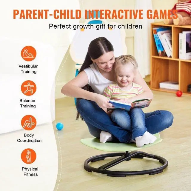 Alt view image 6 of 7 - VEVOR Elephant Kids Swivel Chair, 220 LBS Capacity, 360° Spinning Chair, Autistic Kids Sensory Toy Chair with Non-Slip Metal Base, Toddler Sit and Spin Chair for Coordination Balance Focus Green