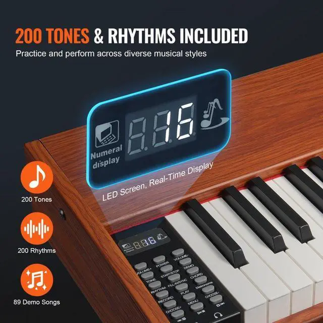 Alt view image 4 of 7 - VEVOR  88 Key Fully Weighted Digital Piano Dual Keyboard Four Legged Stand