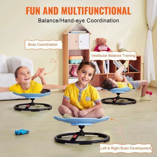 Alt view image 3 of 7 - VEVOR Elephant Kids Swivel Chair, 220 LBS Capacity, 360° Spinning Chair, Autistic Kids Sensory Toy Chair with Non-Slip Metal Base, Toddler Sit and Spin Chair for Coordination Balance Focus Blue