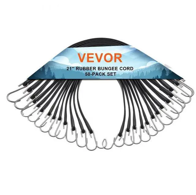 Main image of VEVOR 50 Pcs Flat Bungee Cord Set 19.8 mm Heavy Duty Bungee Straps with S-Hook