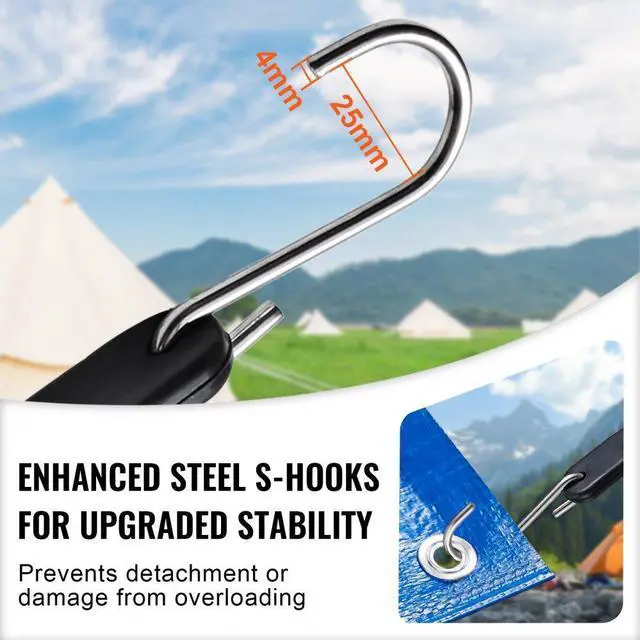 Alt view image 5 of 7 - VEVOR 50 Pcs Flat Bungee Cord Set 19.8 mm Heavy Duty Bungee Straps with S-Hook