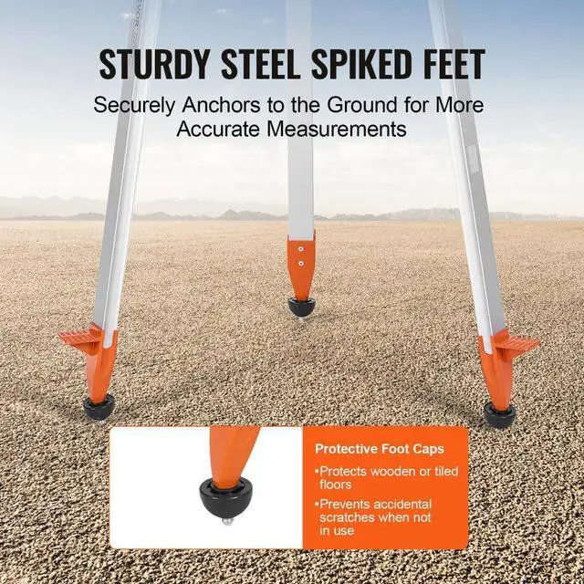 Alt view image 4 of 7 - VEVOR Laser Level Tripod Stand 5/8"-11 Thread 16.53-65.55 in Height Adjustment
