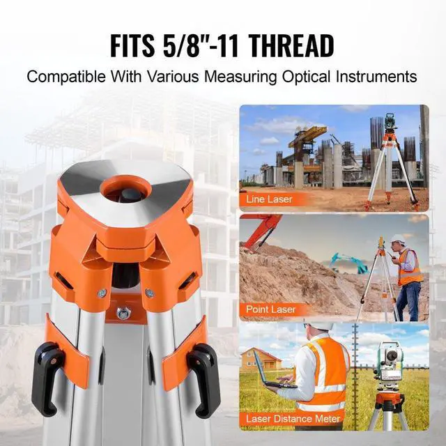 Alt view image 6 of 7 - VEVOR Laser Level Tripod Stand 5/8"-11 Thread 16.53-65.55 in Height Adjustment