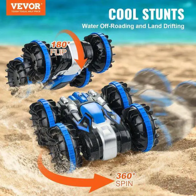Alt view image 2 of 7 - VEVOR Amphibious Remote Control Car Boat 2.4 GHz 4WD RC Boat Kids Adults Blue