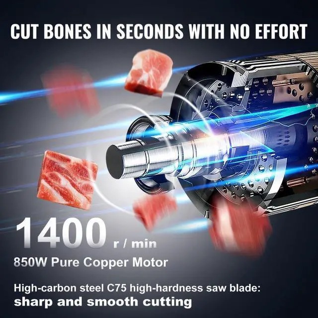 Alt view image 3 of 14 - VEVOR 1800W Commercial Electric Meat Bandsaw Stainless Steel Bone Sawing Machine