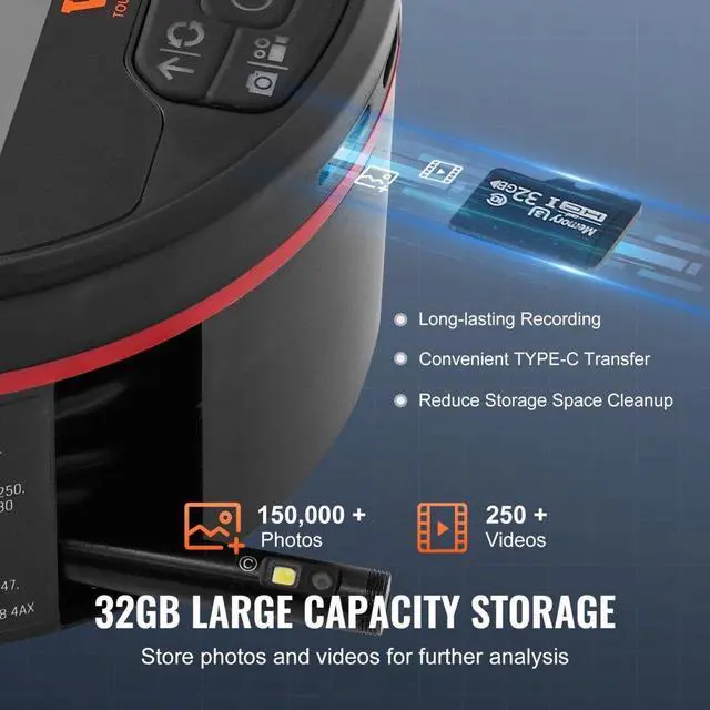 Alt view image 5 of 14 - VEVOR  Borescope Triple Lens Endoscope Camera with 4.3" IPS Screen 8 + 2 Lights