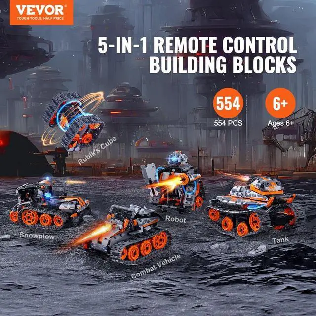 Alt view image 2 of 7 - VEVOR STEM Building Toys for Kids 5 in 1 App & Remote Control Car/Robot 554 PCS
