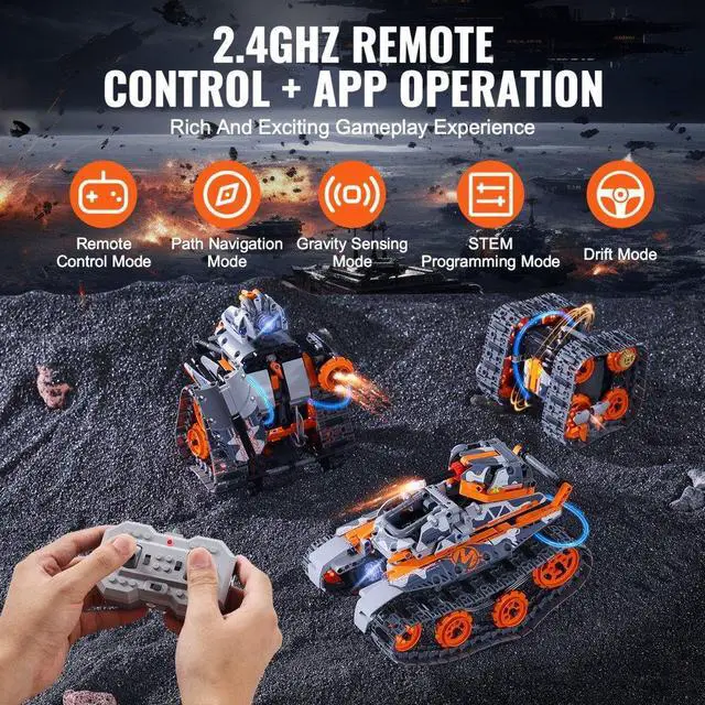 Alt view image 5 of 7 - VEVOR STEM Building Toys for Kids 5 in 1 App & Remote Control Car/Robot 554 PCS