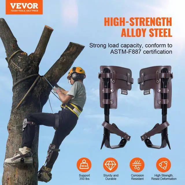 Alt view image 2 of 7 - VEVOR Tree Climbing Spikes Climbing Spurs Alloy Steel Arborist Equipment Brown
